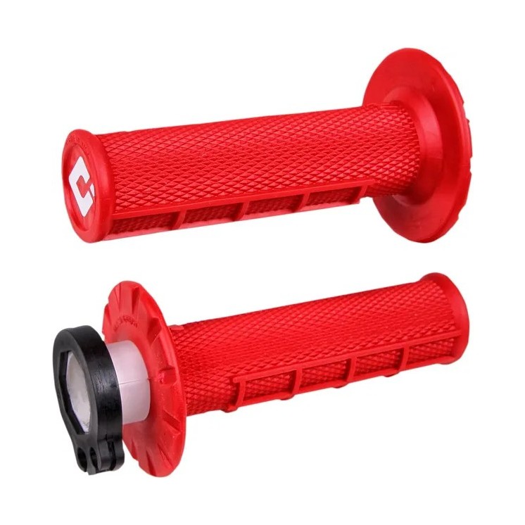ODI V2 LOCK-IN grips, half waffle, fluorescent red