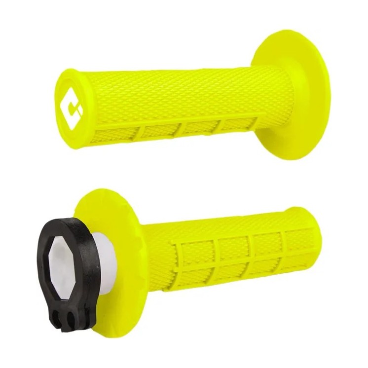 Poignées ODI V2 LOCK-IN 1/2 gaufré jaune fluo
